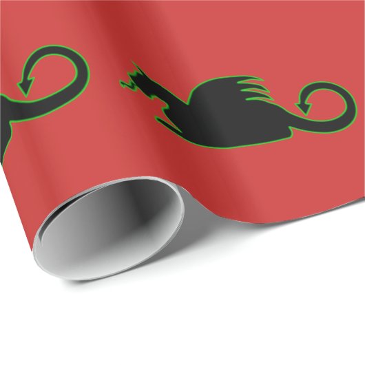 Black Dragon Silhouette Cadeaupapier (Rol Hoek)