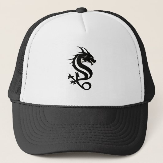 Black Dragon Silhouette Trucker Hat Trucker Pet (Voorkant)