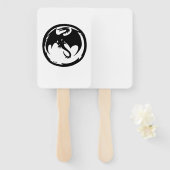 Black Dragon white rectangle hand fans Handwaaier (Voorkant en achterkant)