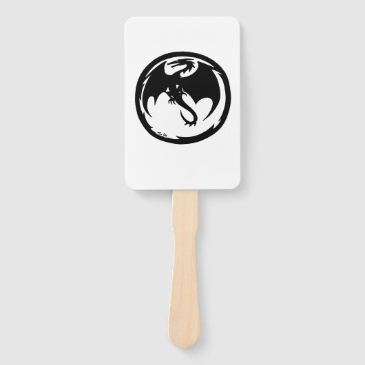 Black Dragon white rectangle hand fans Handwaaier (Voorkant)