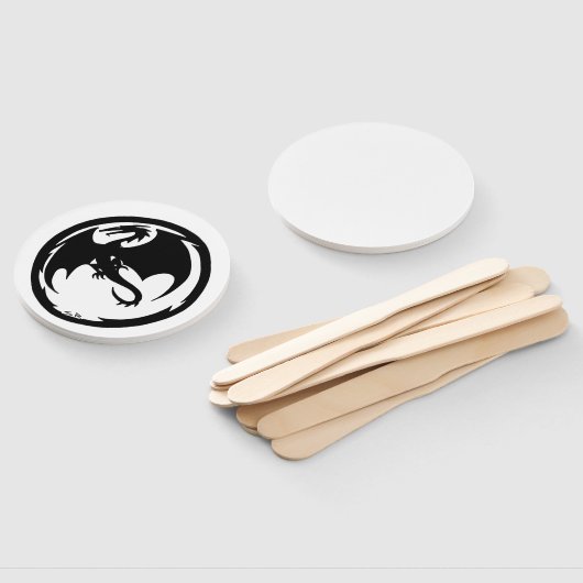 Black Dragon white round hand fans Handwaaier (Niet-gemonteerd)