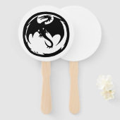 Black Dragon white round hand fans Handwaaier (Voorkant en achterkant)
