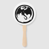 Black Dragon white round hand fans Handwaaier (Voorkant)