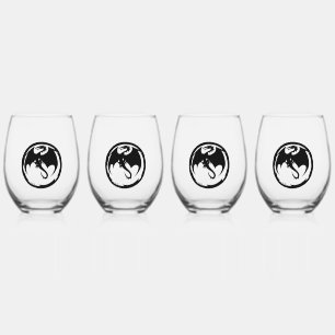 Black Dragon wijnglazen set van 4 Wijnglas Zonder Voet