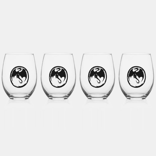 Black Dragon wijnglazen set van 4 Wijnglas Zonder Voet (Voorkant)