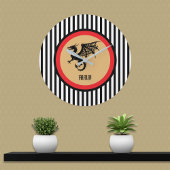 Black Dragon with Monogram n Black White Stripes   Grote Klok