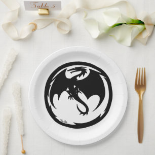 Black Dragon witte grote papieren borden Bordje