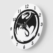 Black Dragon witte wandklok w nummers (Hoek)