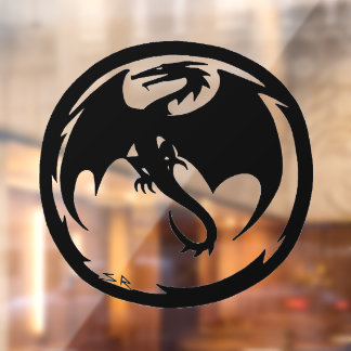 Black Dragon zien door venster vastklampen voorkan Raamsticker