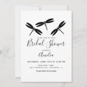 Black Dragonflies Bridal Shower Invitation Kaart (Voorkant)