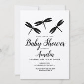 Black Dragonflies Rustic Baby shower Uitnodiging (Voorkant)