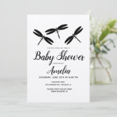 Black Dragonflies Rustic Baby shower Uitnodiging (Staand voorkant)