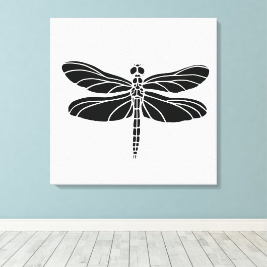 Black Dragonfly Canvas Afdruk (Insitu (Houten vloer))