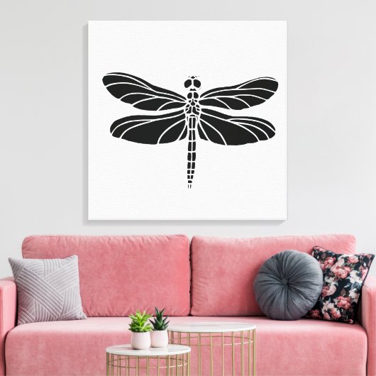 Black Dragonfly Canvas Afdruk (Insitu (Woonkamer))