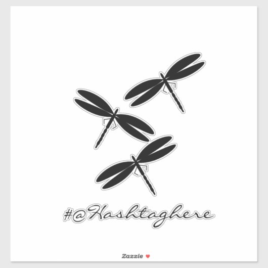 Black Dragonfly Name Script Car Sticker (Vel)