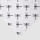 Black Dragonfly Pattern op White Tissuepapier (Detail)