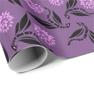 Black Dragonfly Wyn met roze ventilator Cadeaupapier