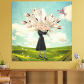 Black Dress Dried Flower Bouquet & Sky Collage Canvas Afdruk (Insitu (Woonkamer))