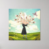 Black Dress Dried Flower Bouquet & Sky Collage Canvas Afdruk (Voorkant)