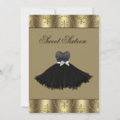 Black Dress Gold Chandelier Sweet Sixteen Birthday Kaart (Voorkant)