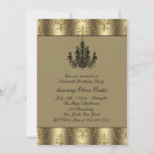 Black Dress Gold Chandelier Sweet Sixteen Birthday Kaart (Achterkant)