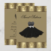 Black Dress Gold Chandelier Sweet Sixteen Birthday Kaart (Voorkant / Achterkant)