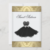 Black Dress Gold Chandelier Sweet Sixteen Birthday Kaart (Voorkant)