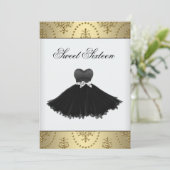 Black Dress Gold Chandelier Sweet Sixteen Birthday Kaart (Staand voorkant)