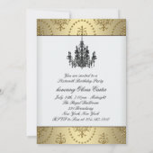 Black Dress Gold Chandelier Sweet Sixteen Birthday Kaart (Achterkant)