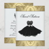 Black Dress Gold Chandelier Sweet Sixteen Birthday Kaart (Voorkant / Achterkant)
