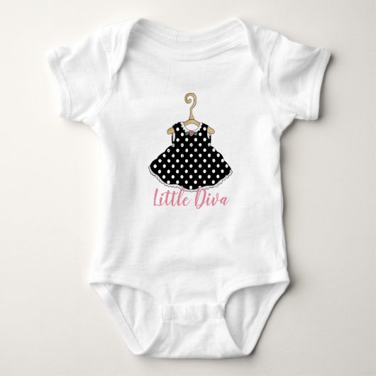 Black Dress Litte Diva Baby Creeper Romper (Voorkant)