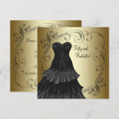 Black Dress Zwart Goud Vrouwen 50ste Verjaardag Pa Kaart (Voorkant / Achterkant)