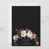 Black Dried Burgundy Rustic Florals Wedding Kaart (Achterkant)