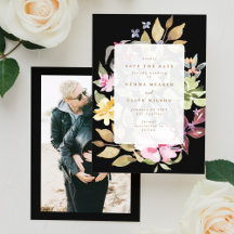 Black Dried Floral Waterverf Art Wedding Foto