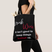 Black Drink Wine Funny Gezegde gepersonaliseerd Tote Bag (Dichtbij)
