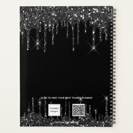 Black drips naam script 2025 planner (Achterkant)