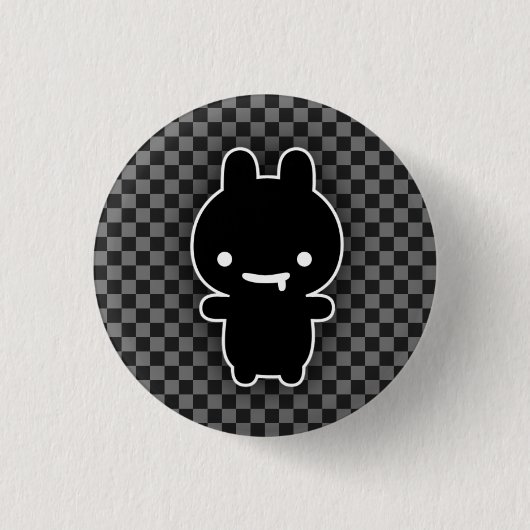 Black Drooling Bunny Button (Voorkant)