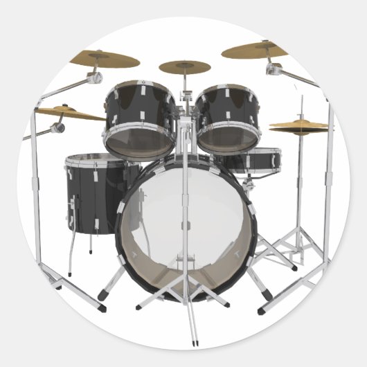 Black Drum Kit: Ronde Sticker (Voorkant)