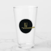 Black Drums Cool Moderne Muziek Monogrammed Glas (Voorkant)