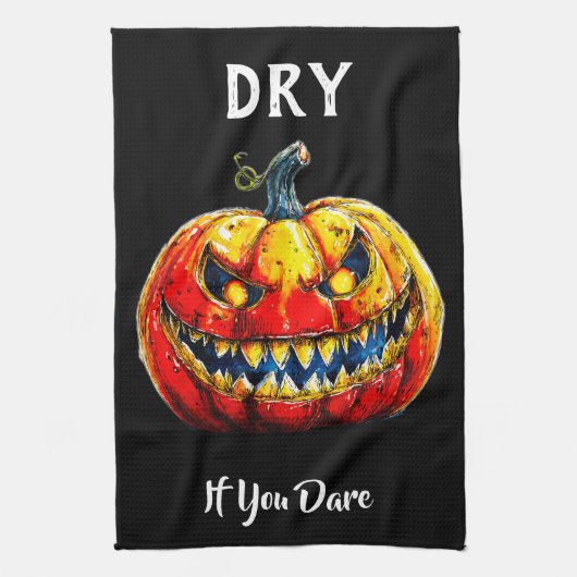 Black Dry If You Dare Halloween Towel Theedoek (Verticaal)