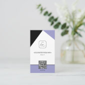Black Dusty Paars Custom Business Logo & QR Code Visitekaartje (Staand voorkant)