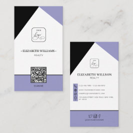 Black Dusty Paars Custom Business Logo & QR Code Visitekaartje