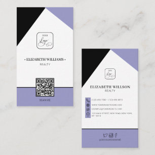 Black Dusty Paars Custom Business Logo & QR Code Visitekaartje