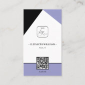 Black Dusty Paars Custom Business Logo & QR Code Visitekaartje (Voorkant)