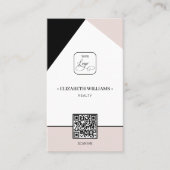 Black Dusty Pink Custom Business Logo & QR Code Visitekaartje (Voorkant)