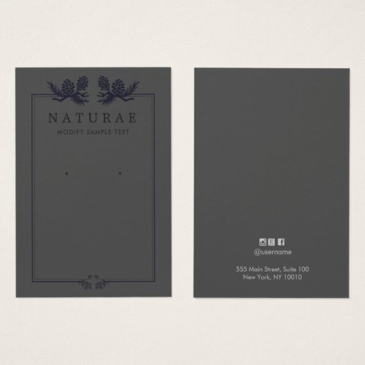 Black Earthy  Earring Jewelry Display Visitekaartje (Voorkant /achterkant)