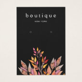 Black Earthy Leaves Jewelry Earring Display Kaart (Voorkant)