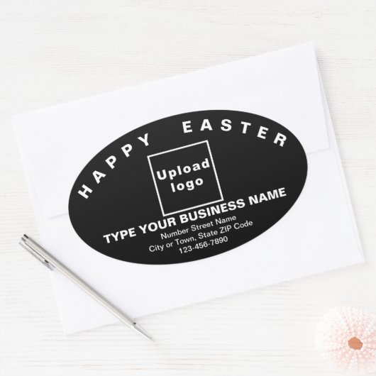 Black Easter Business Oval Shape Sticker (Envelop)
