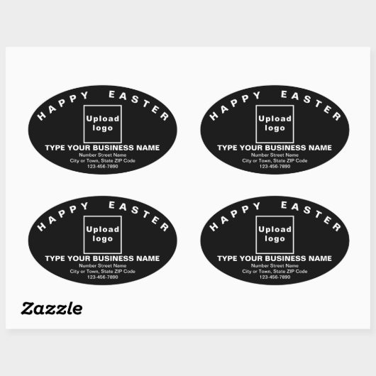 Black Easter Business Oval Shape Sticker (Vel)