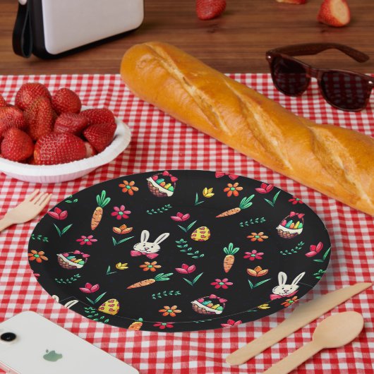 Black Easter Pattern-Borden Papieren Bordje (Picknick)